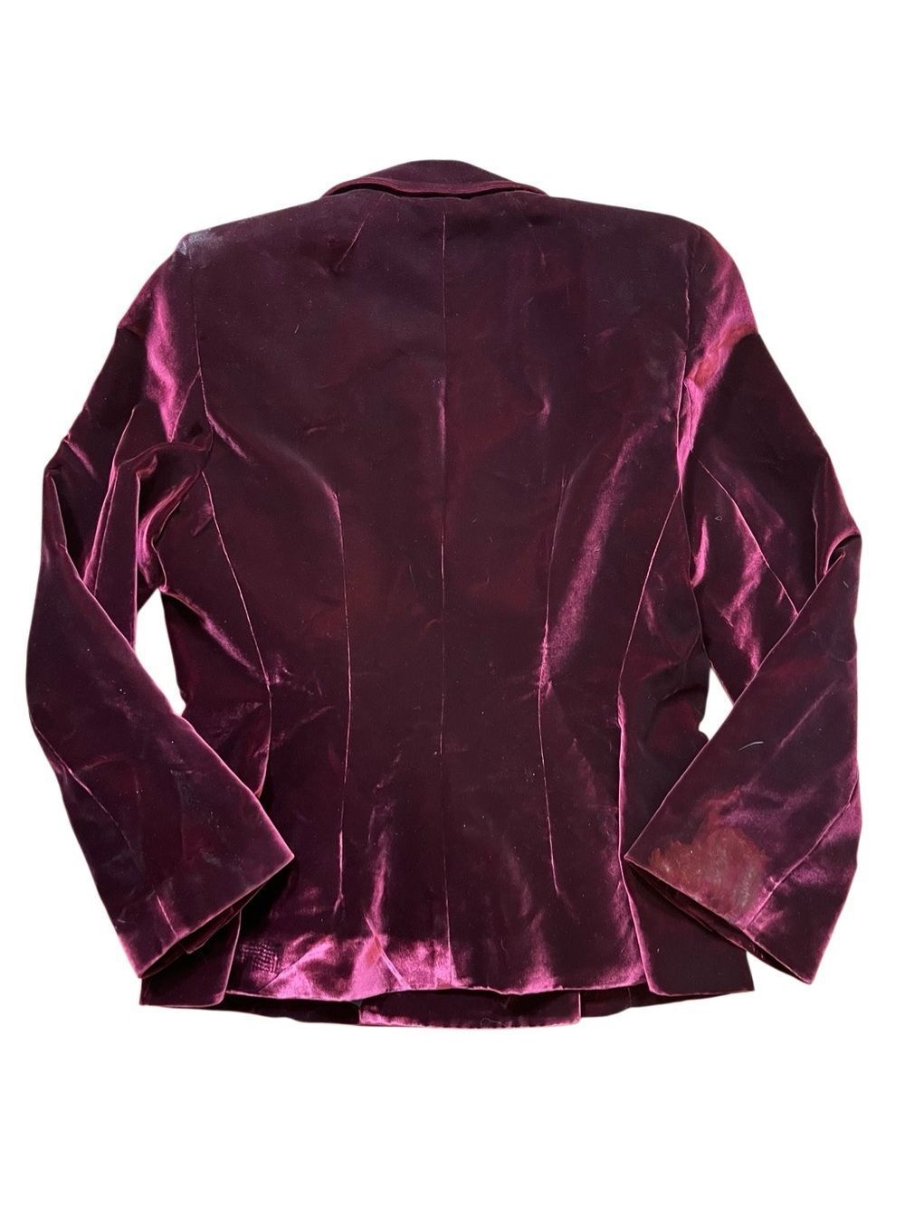 Khaite Blazer Cathy Burgundy Velvet Double Breasted Peak Collar Size 12 - Picture 13 of 14